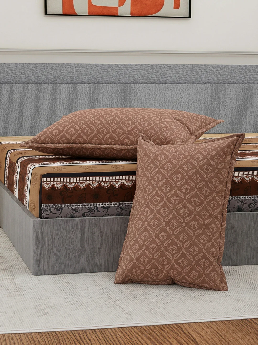 110 GSM Polyester Double Bed Bedsheet with 2 Pillow Covers Aromatica Collection - Image 7