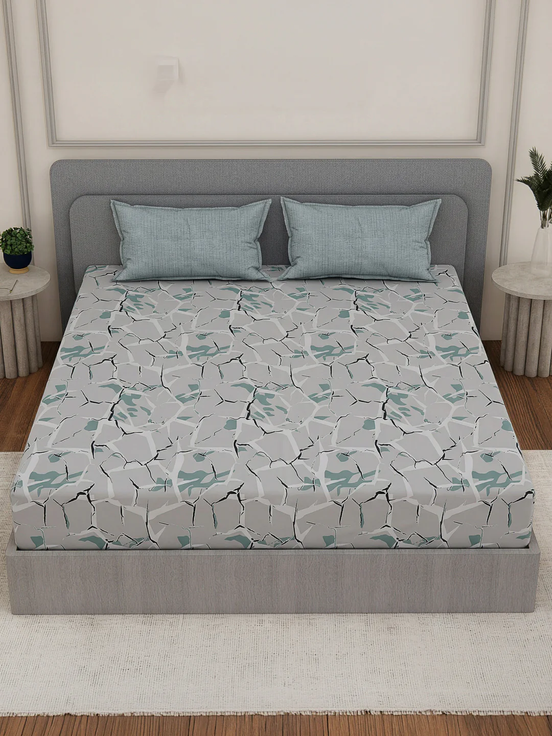 110 GSM Polyester Double Bed Bedsheet with 2 Pillow Covers Aromatica Collection - Image 6
