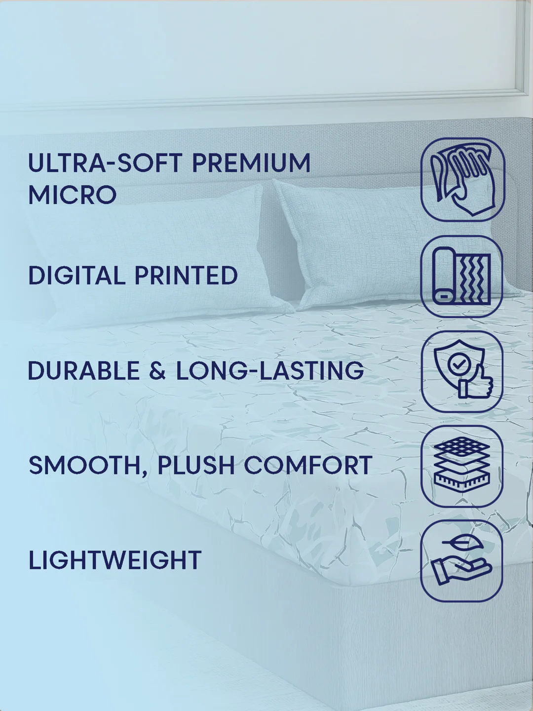 110 GSM Polyester Double Bed Bedsheet with 2 Pillow Covers Aromatica Collection - Image 9