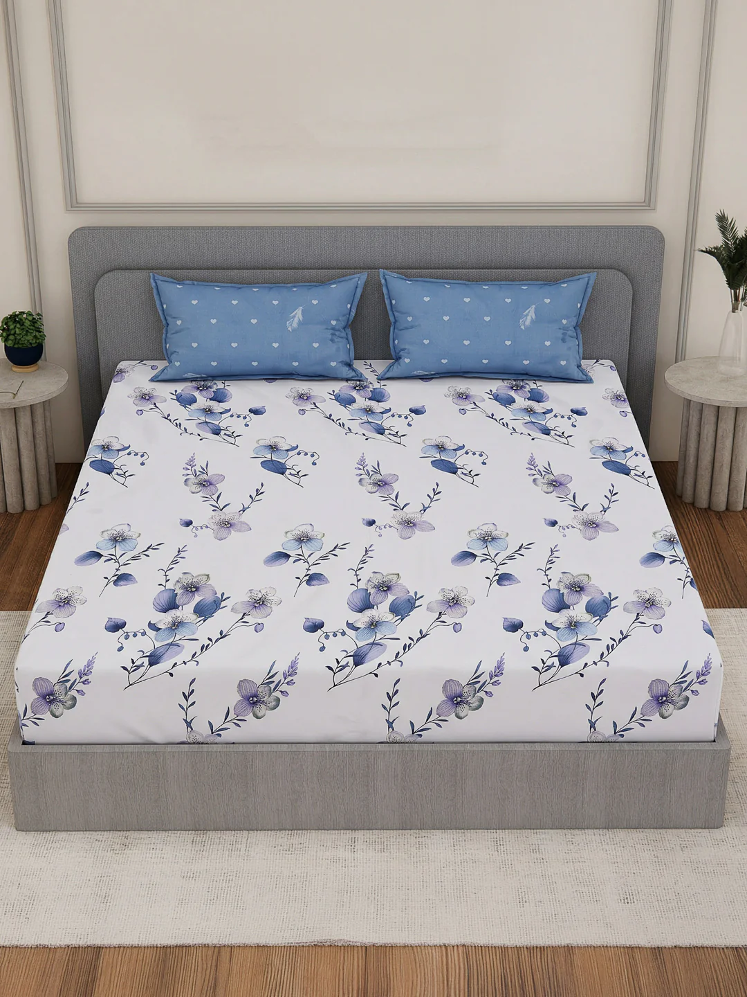 110 GSM Polyester Double Bed Bedsheet with 2 Pillow Covers Aromatica Collection - Image 6