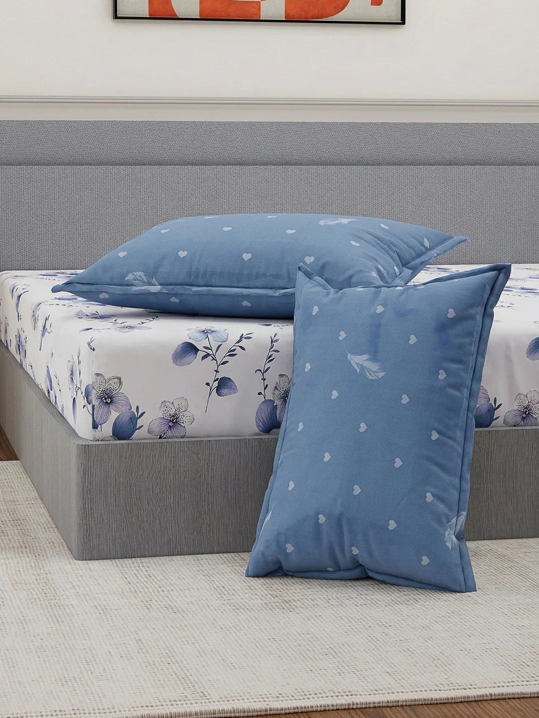 110 GSM Polyester Double Bed Bedsheet with 2 Pillow Covers Aromatica Collection - Image 7