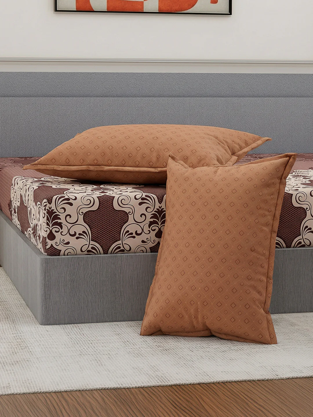 110 GSM Polyester Double Bed Bedsheet with 2 Pillow Covers Aromatica Collection - Image 5