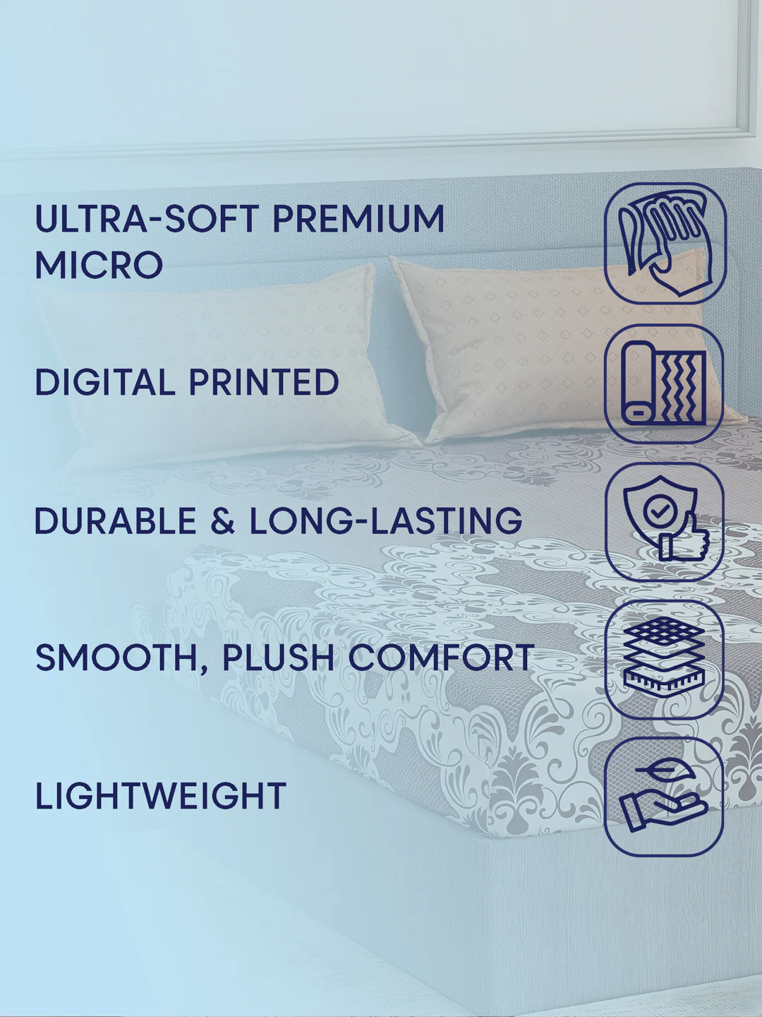 110 GSM Polyester Double Bed Bedsheet with 2 Pillow Covers Aromatica Collection - Image 9