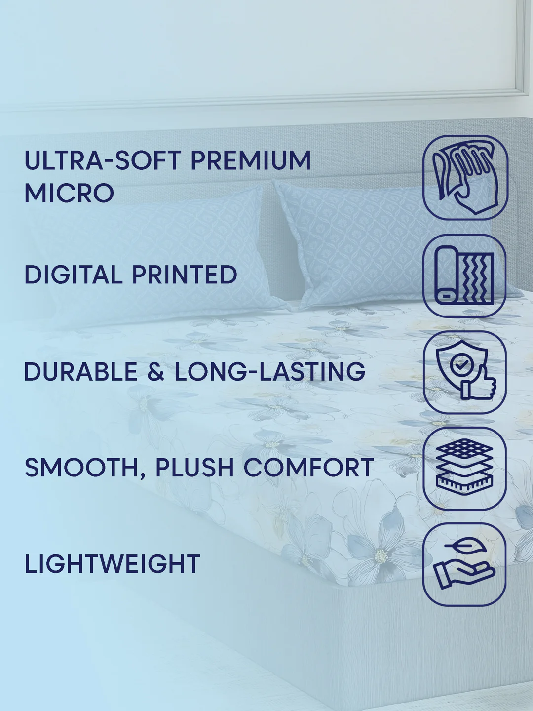 110 GSM Polyester Double Bed Bedsheet with 2 Pillow Covers Aromatica Collection - Image 9