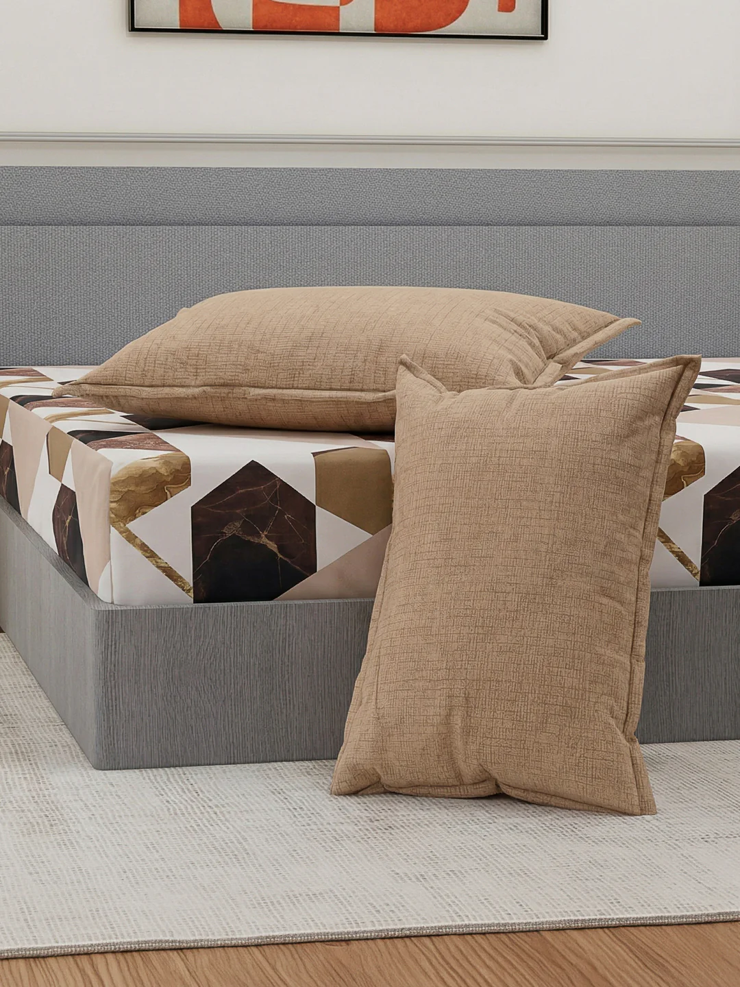 110 GSM Polyester Double Bed Bedsheet with 2 Pillow Covers Aromatica Collection - Image 5