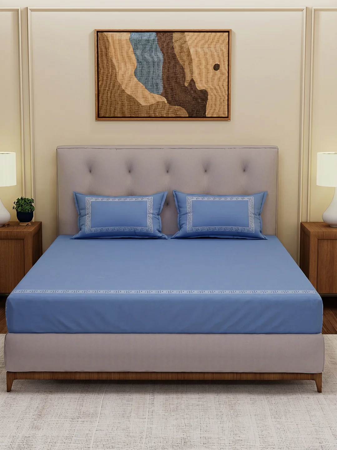 Premium 110 GSM Polyester King Size Bedsheet with 2 Pillow Covers Elite Embroidery Collection - Image 3