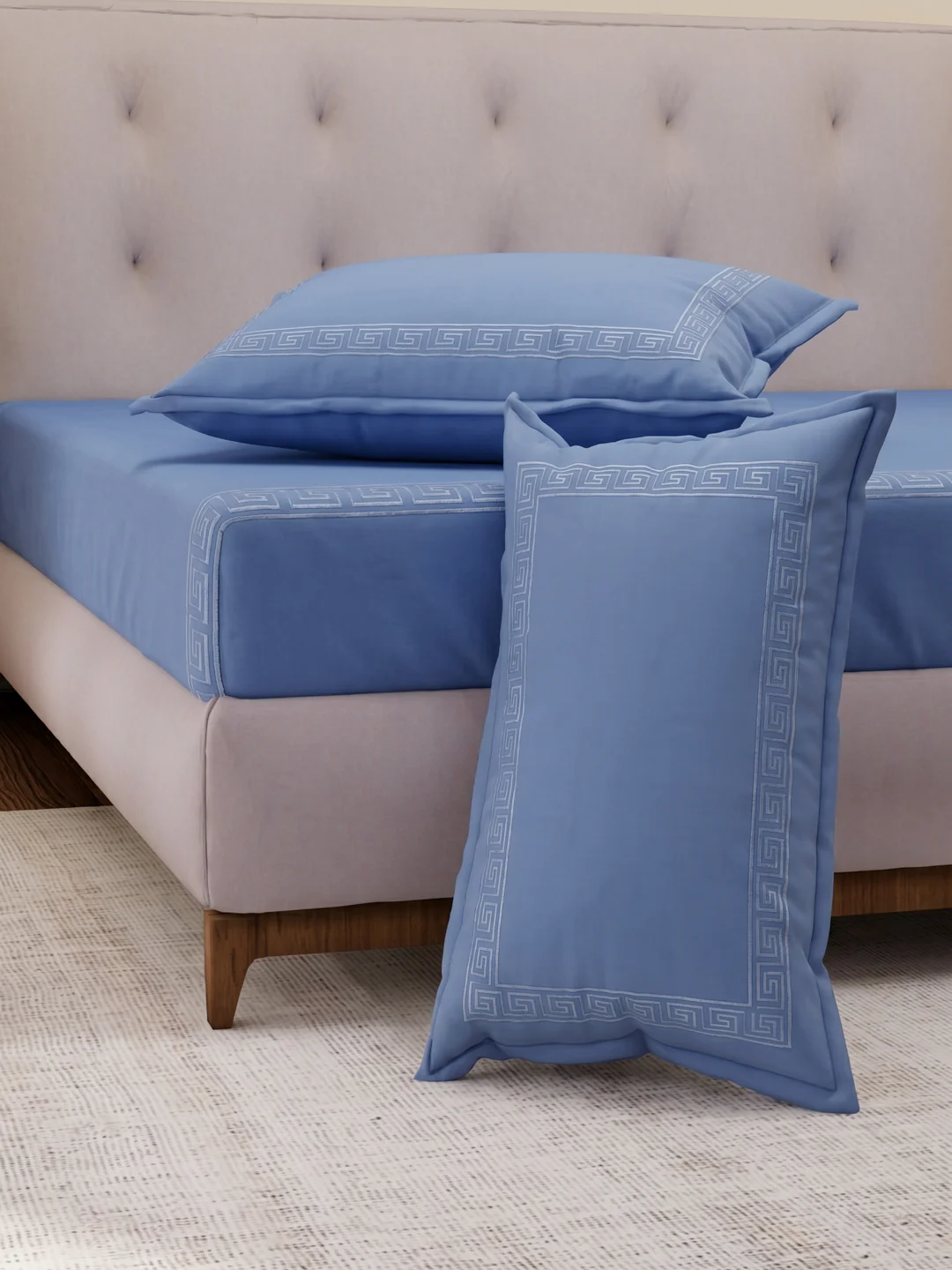 Premium 110 GSM Polyester King Size Bedsheet with 2 Pillow Covers Elite Embroidery Collection - Image 5
