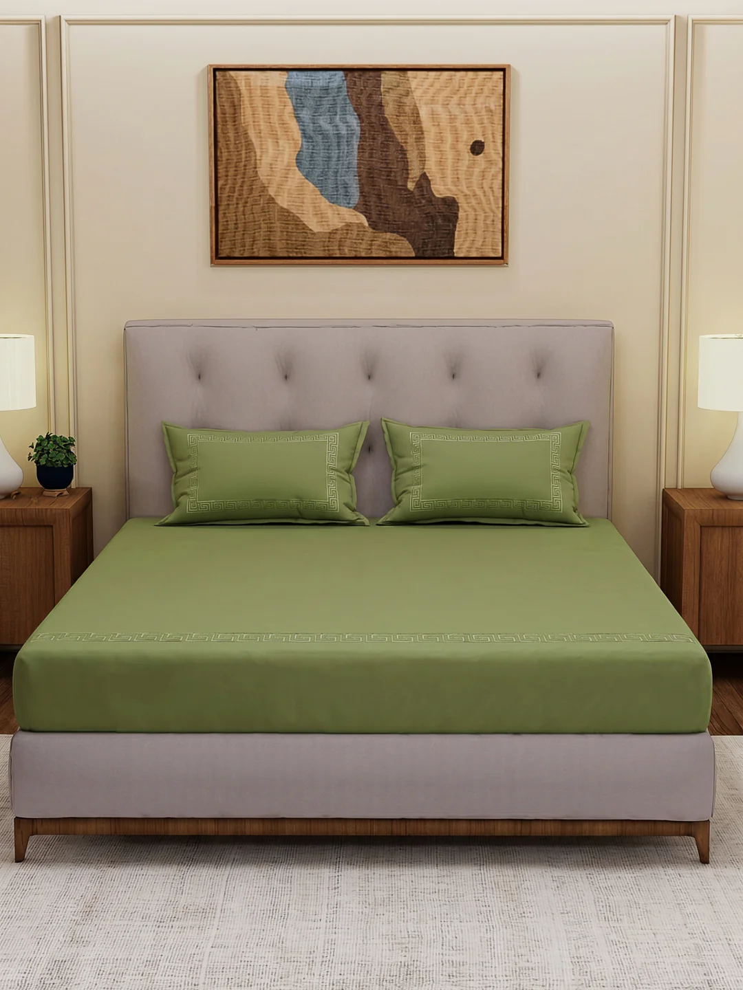 Premium 110 GSM Polyester King Size Bedsheet with 2 Pillow Covers Elite Embroidery Collection - Image 3