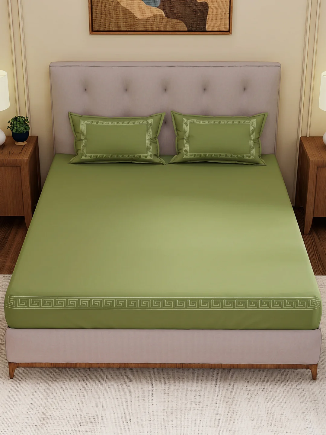 Premium 110 GSM Polyester King Size Bedsheet with 2 Pillow Covers Elite Embroidery Collection - Image 4