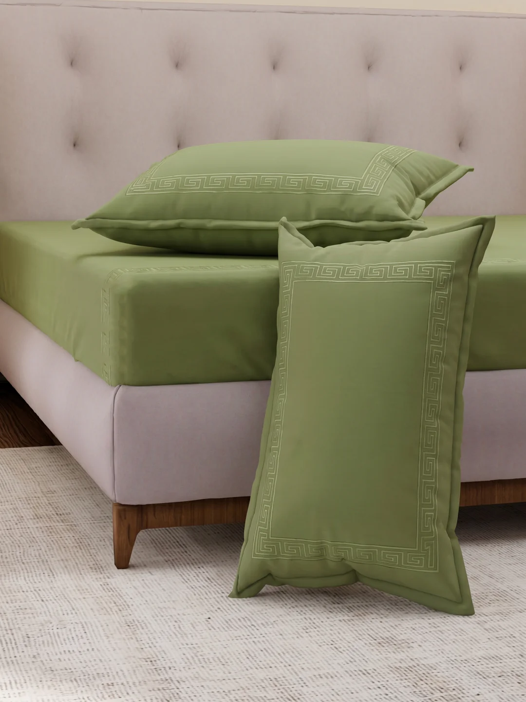 Premium 110 GSM Polyester King Size Bedsheet with 2 Pillow Covers Elite Embroidery Collection - Image 5