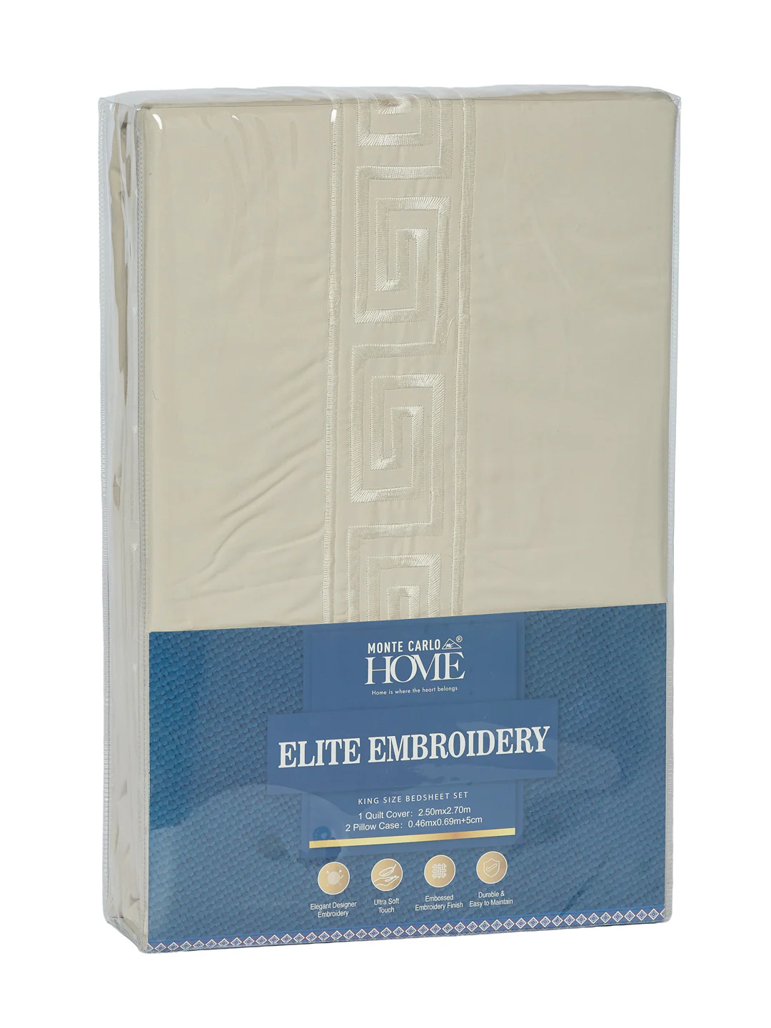 Premium 110 GSM Polyester King Size Bedsheet with 2 Pillow Covers Elite Embroidery Collection - Image 11