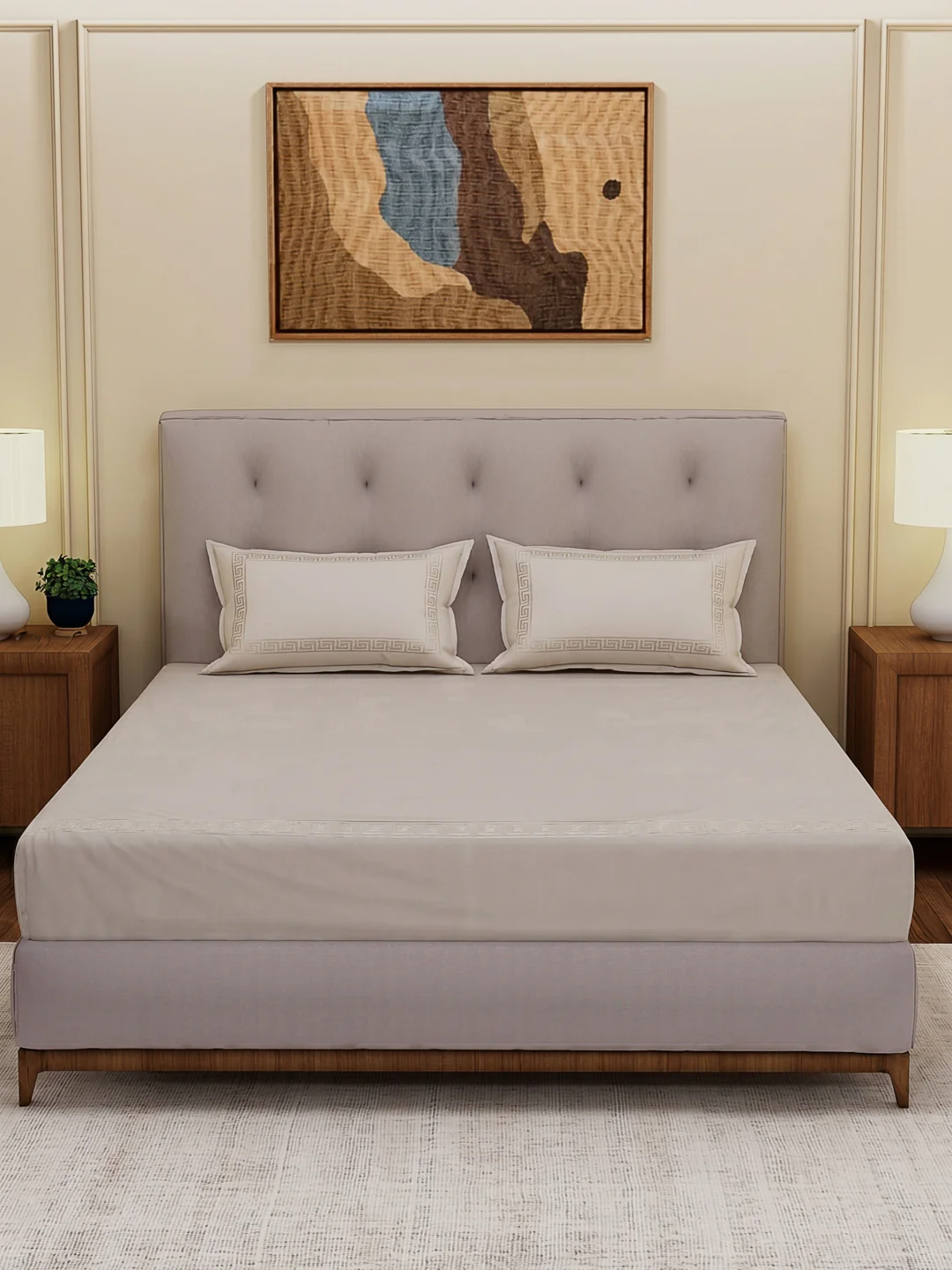 Premium 110 GSM Polyester King Size Bedsheet with 2 Pillow Covers Elite Embroidery Collection - Image 3