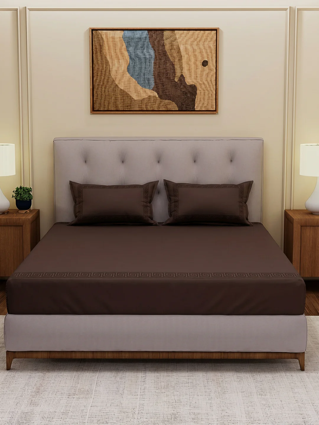 Premium 110 GSM Polyester King Size Bedsheet with 2 Pillow Covers Elite Embroidery Collection - Image 3