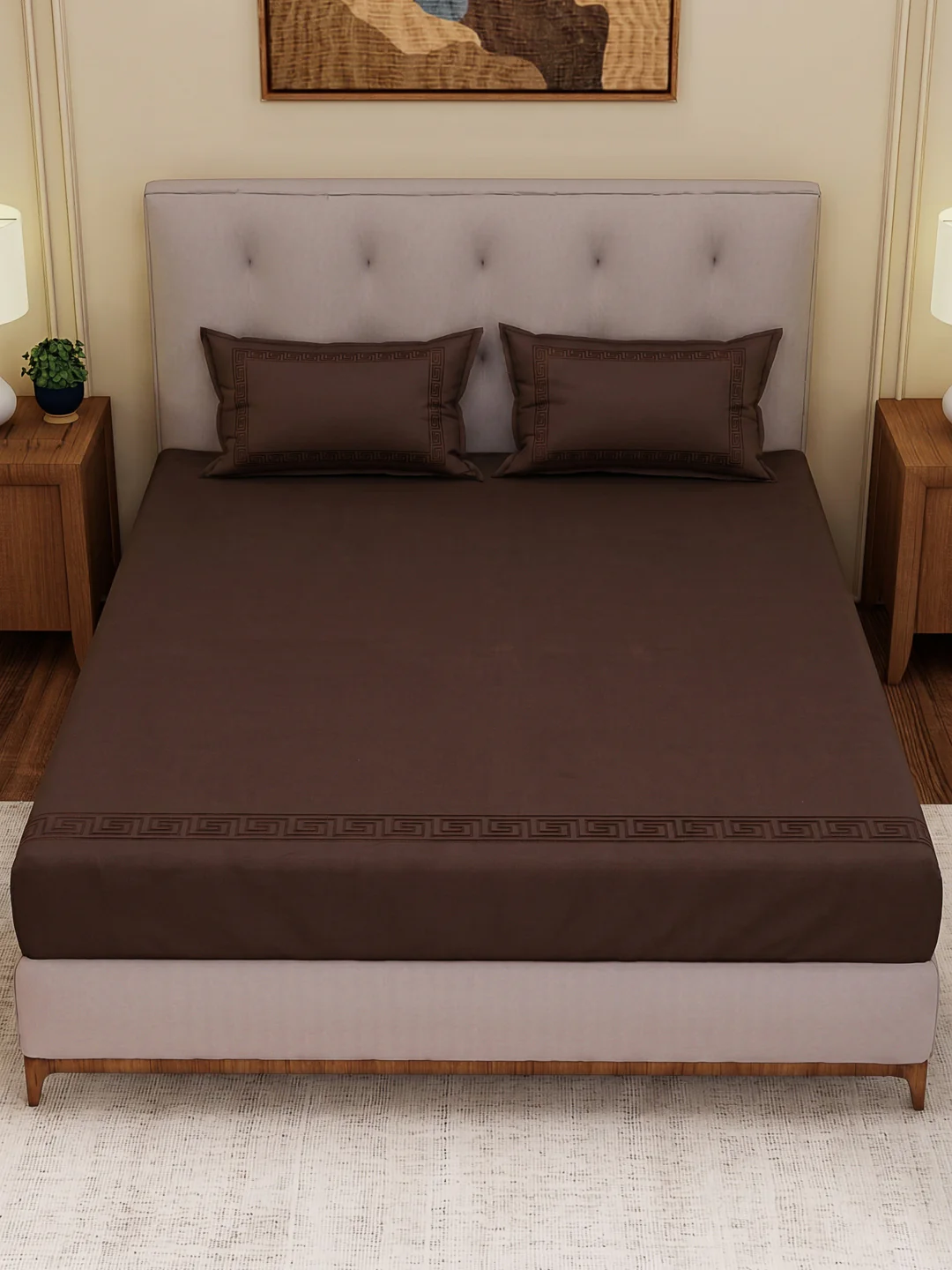 Premium 110 GSM Polyester King Size Bedsheet with 2 Pillow Covers Elite Embroidery Collection - Image 4