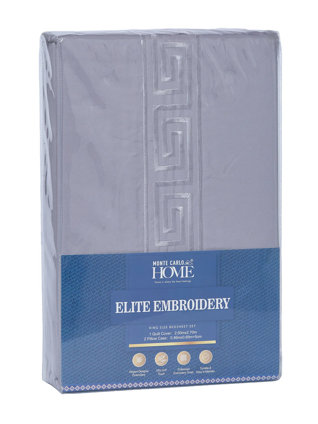 Premium 110 GSM Polyester King Size Bedsheet with 2 Pillow Covers Elite Embroidery Collection - Image 11