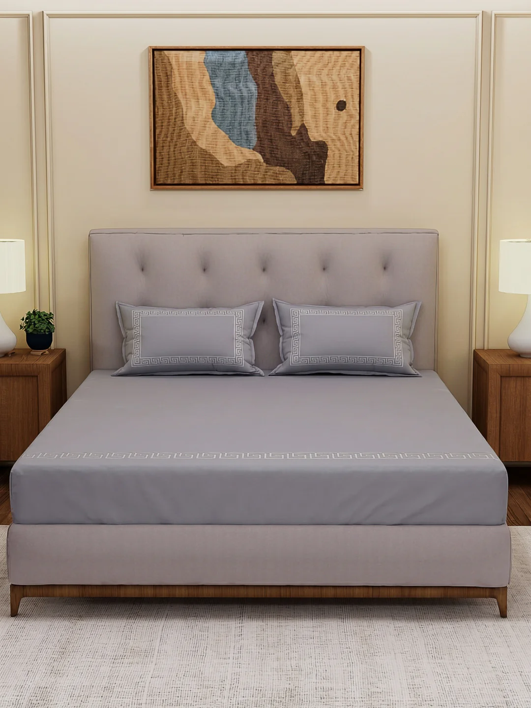 Premium 110 GSM Polyester King Size Bedsheet with 2 Pillow Covers Elite Embroidery Collection - Image 3