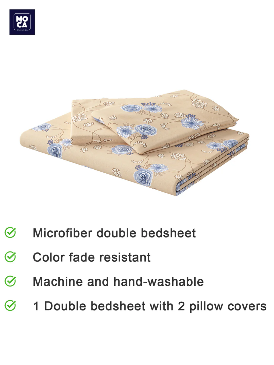 120 GSM Polyester Double Bed 1 Bedsheet with 2 Pillow Covers (Dazzle) - Image 5