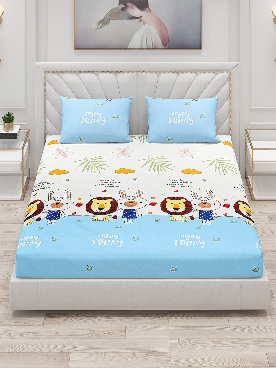 120 GSM  Polyester Double Bed Bedsheet with 2 Pillow Covers - Updated - Updated - Updated - Image 2