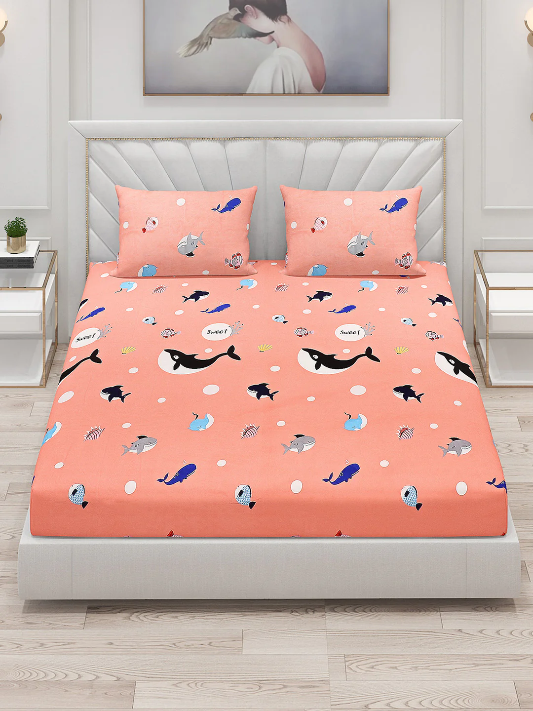 120 GSM  Polyester Double Bed Bedsheet with 2 Pillow Covers - Updated - Updated - Updated - Image 2