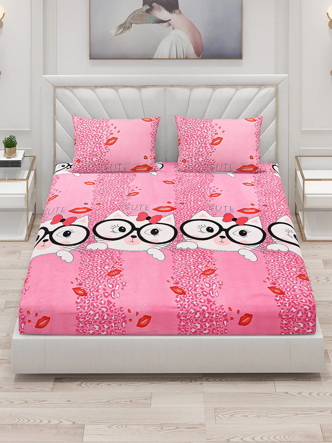 120 GSM  Polyester Double Bed Bedsheet with 2 Pillow Covers - Updated - Updated - Updated - Image 2