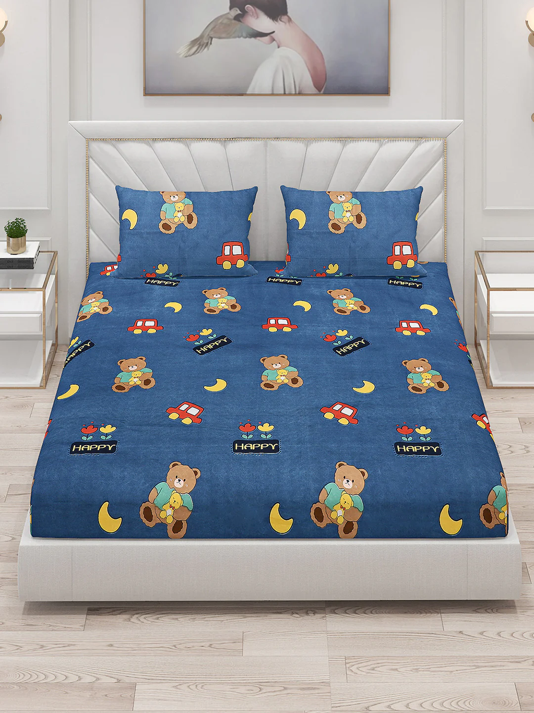 120 GSM  Polyester Double Bed Bedsheet with 2 Pillow Covers - Updated - Updated - Image 2