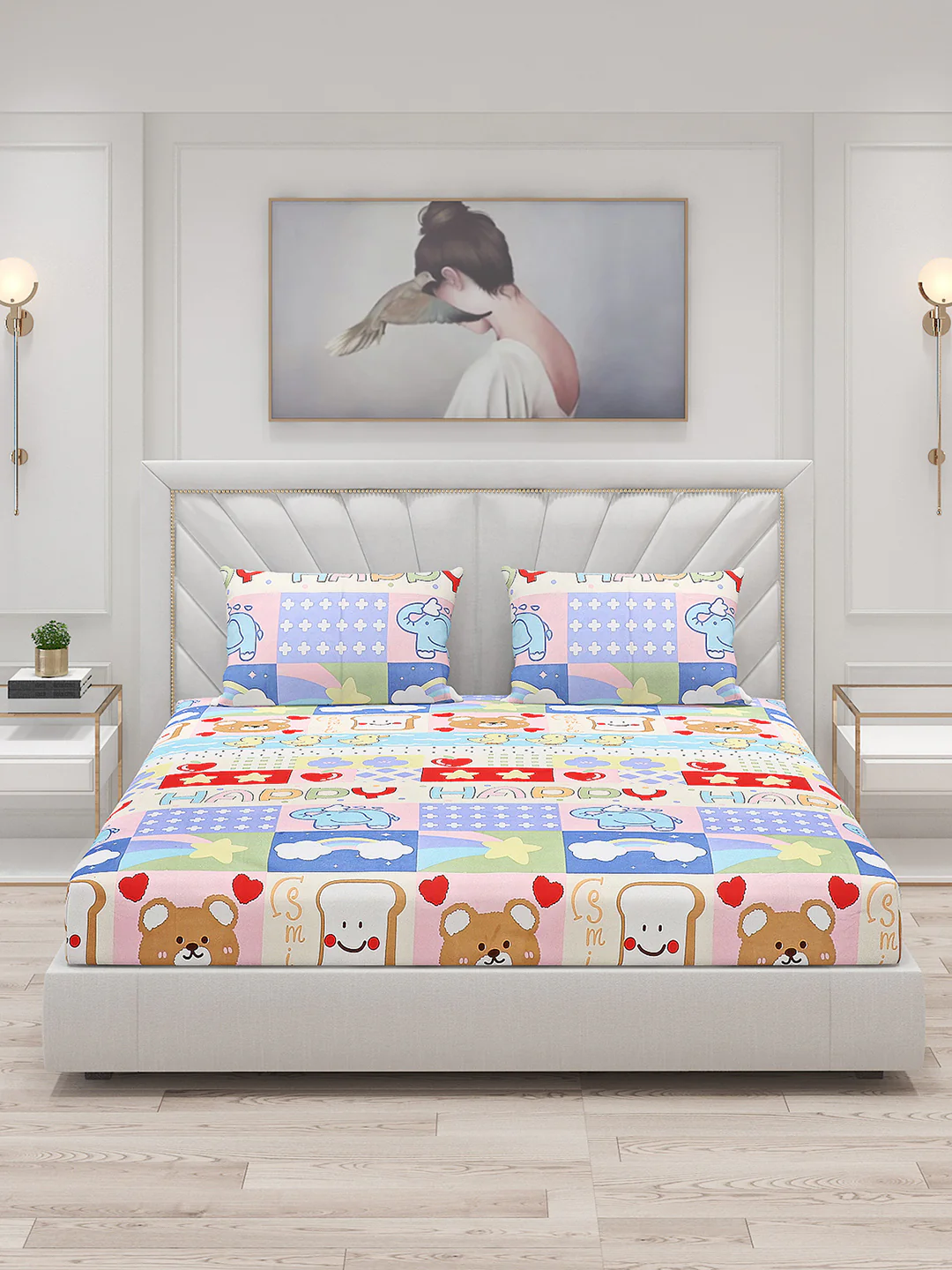120 GSM  Polyester Double Bed Bedsheet with 2 Pillow Covers - Updated - Updated - Updated - Image 3