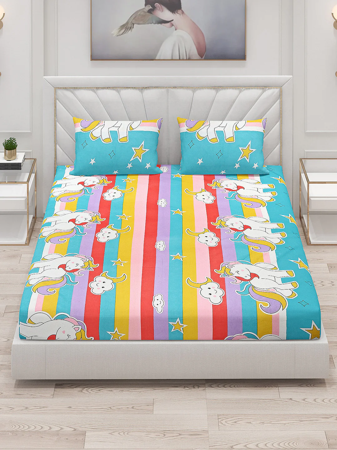 120 GSM  Polyester Double Bed Bedsheet with 2 Pillow Covers - Updated - Updated - Updated - Image 2