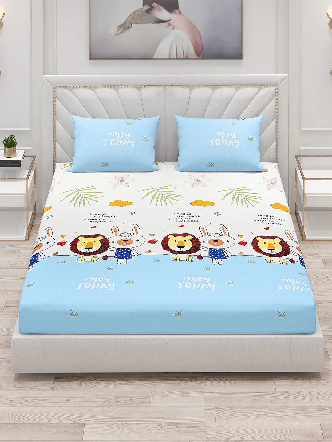 120 GSM  Polyester Double Bed Bedsheet with 2 Pillow Covers - Updated - Updated - Updated - Image 2