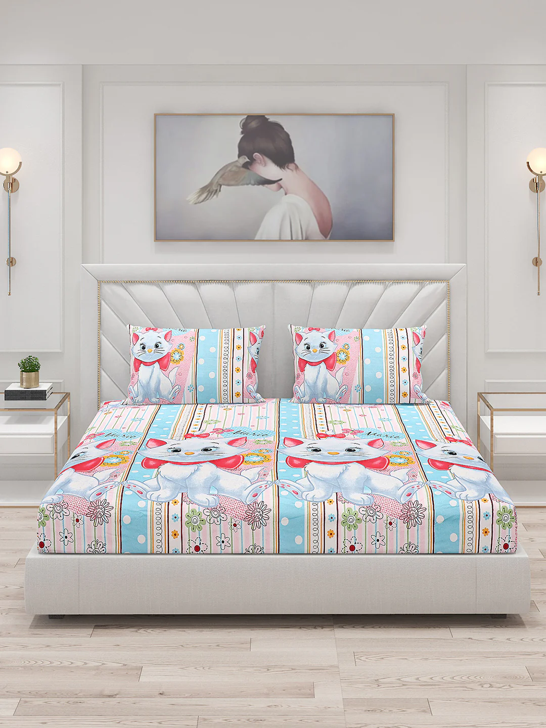 120 GSM  Polyester Double Bed Bedsheet with 2 Pillow Covers - Updated - Updated - Updated - Image 3