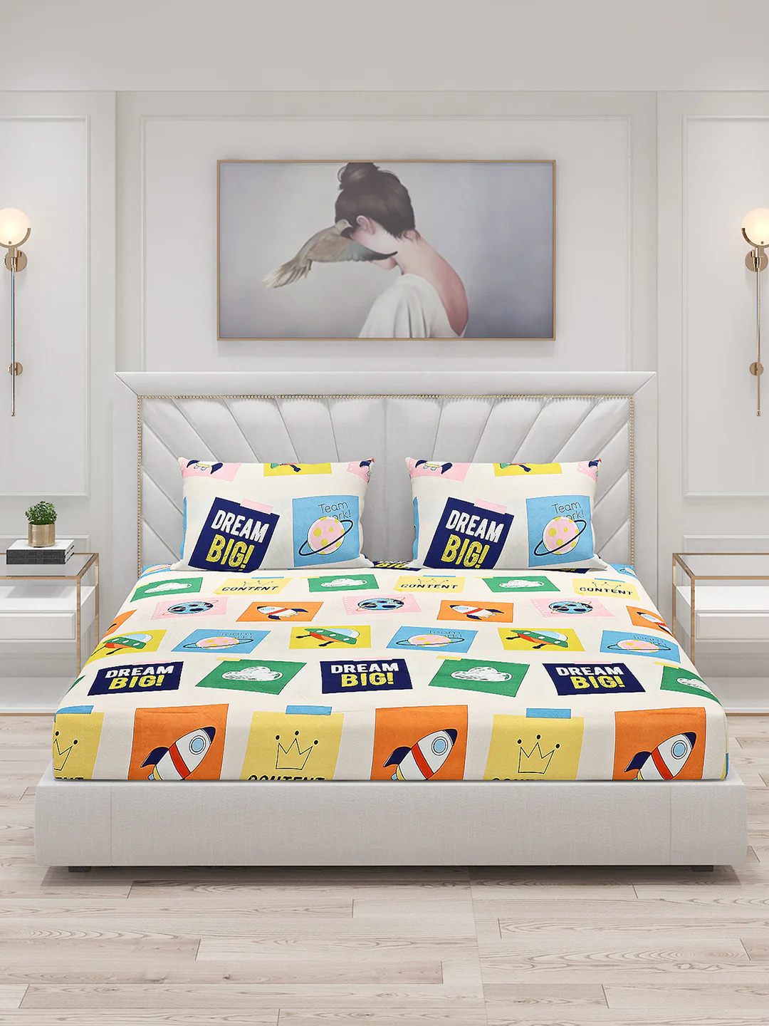 120 GSM  Polyester Double Bed Bedsheet with 2 Pillow Covers - Updated - Updated - Image 3