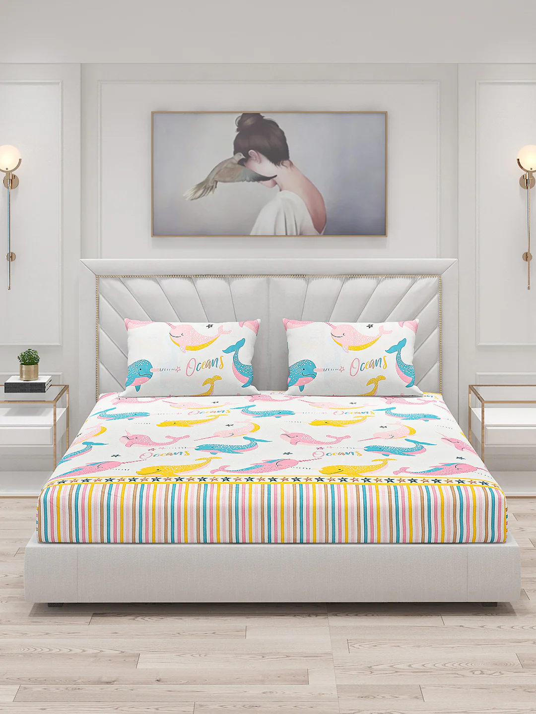 120 GSM  Polyester Double Bed Bedsheet with 2 Pillow Covers - Updated - Updated - Image 3