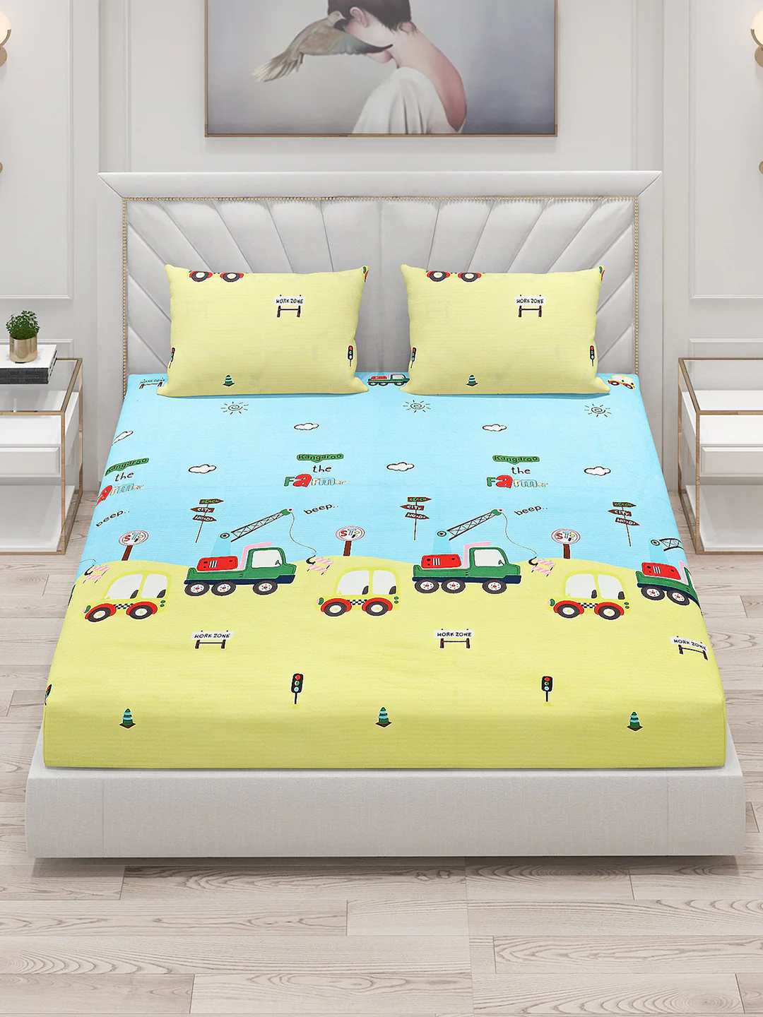 120 GSM  Polyester Double Bed Bedsheet with 2 Pillow Covers - Updated - Updated - Image 2
