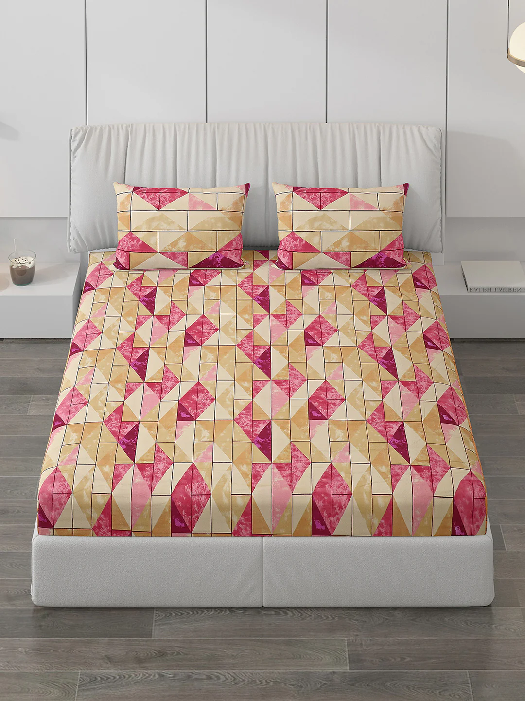 120 GSM  Polyester Double Bed Bedsheet with 2 Pillow Covers - Updated - Updated - Image 2