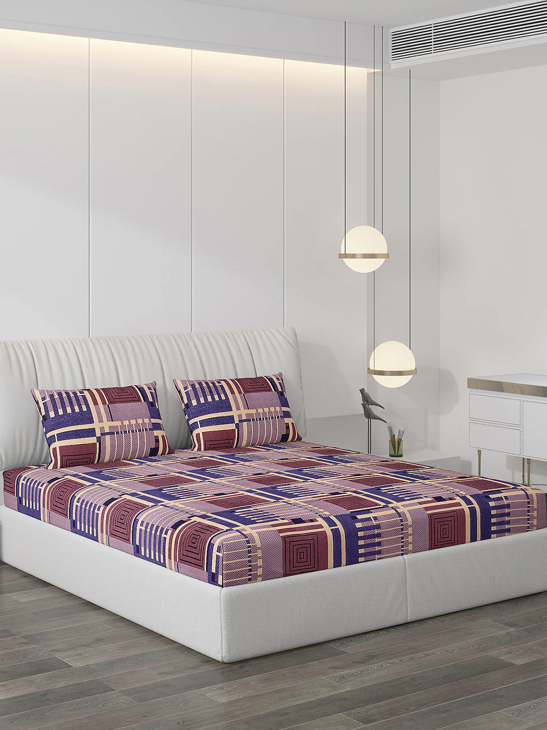 120 GSM Polyester Double Bed Bedsheet with 2 Pillow Covers - Updated - Updated