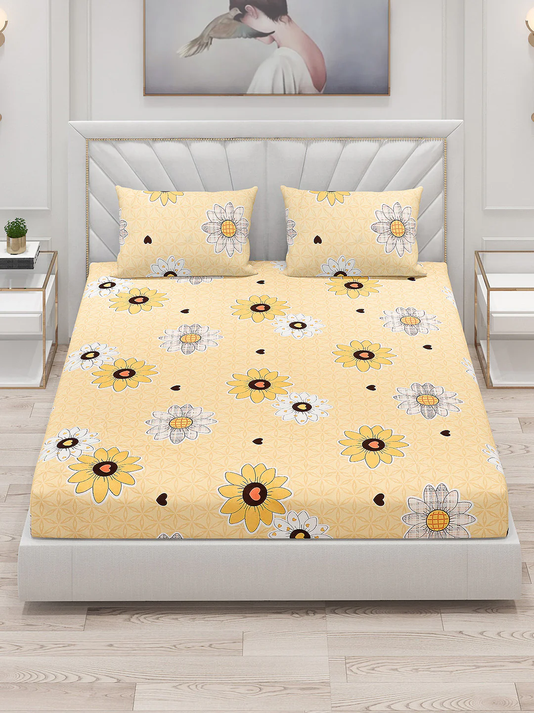 120 GSM  Polyester Double Bed Bedsheet with 2 Pillow Covers - Updated - Updated - Image 2