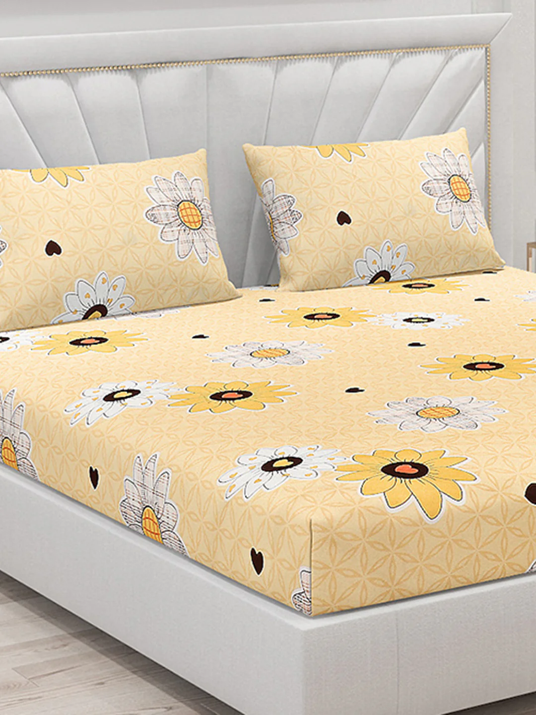 120 GSM  Polyester Double Bed Bedsheet with 2 Pillow Covers - Updated - Updated - Image 5