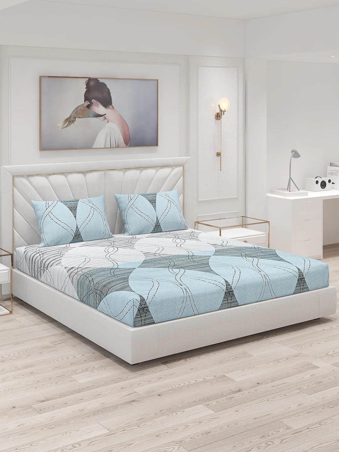 120 GSM Polyester Double Bed Bedsheet with 2 Pillow Covers - Updated - Updated