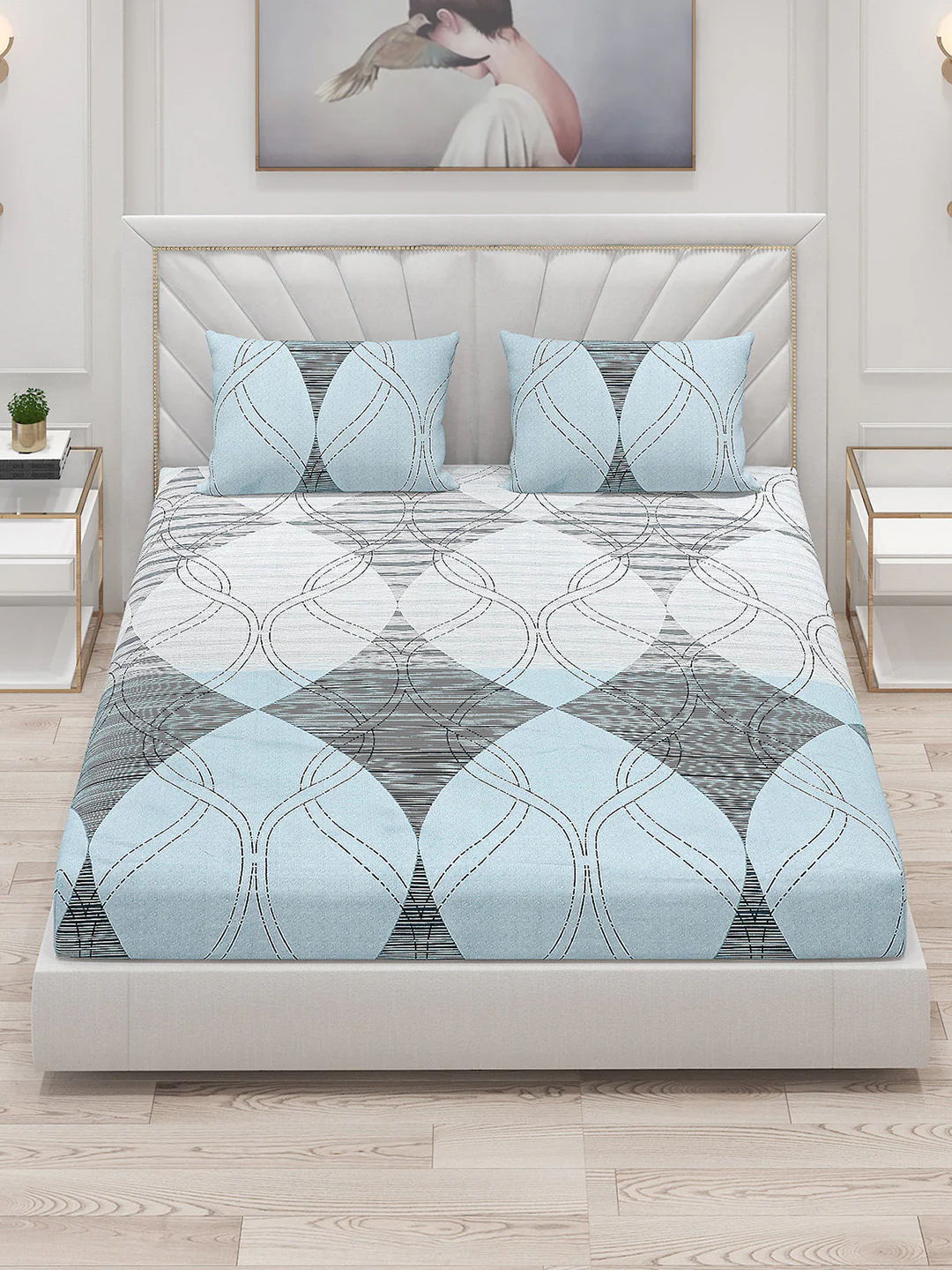 120 GSM Polyester Double Bed Bedsheet with 2 Pillow Covers - Updated - Updated - Image 2