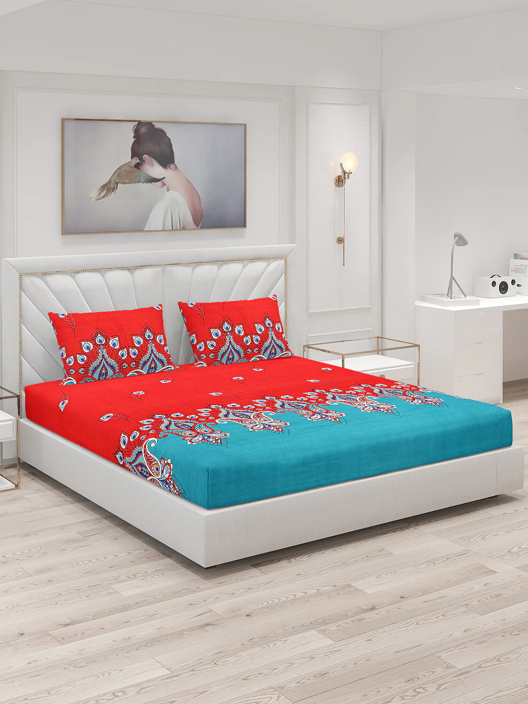 120 GSM Polyester Double Bed Bedsheet with 2 Pillow Covers - Updated - Updated