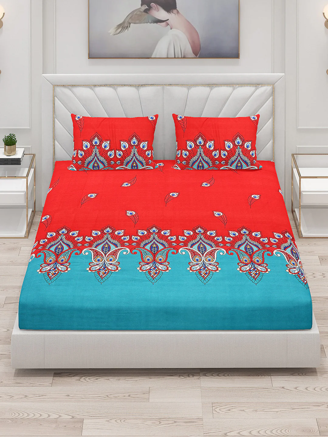 120 GSM Polyester Double Bed Bedsheet with 2 Pillow Covers - Updated - Updated - Image 2
