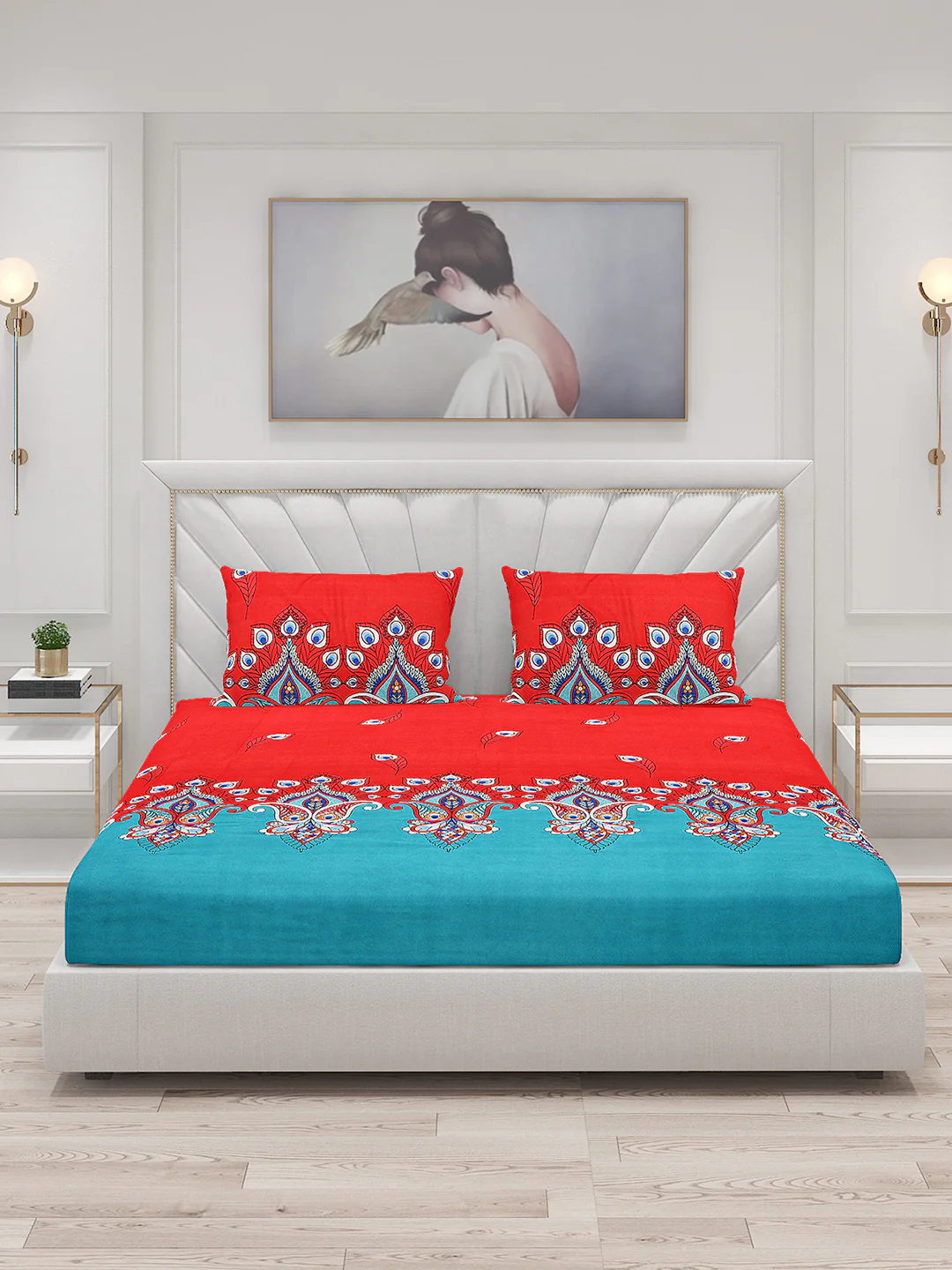 120 GSM Polyester Double Bed Bedsheet with 2 Pillow Covers - Updated - Updated - Image 3