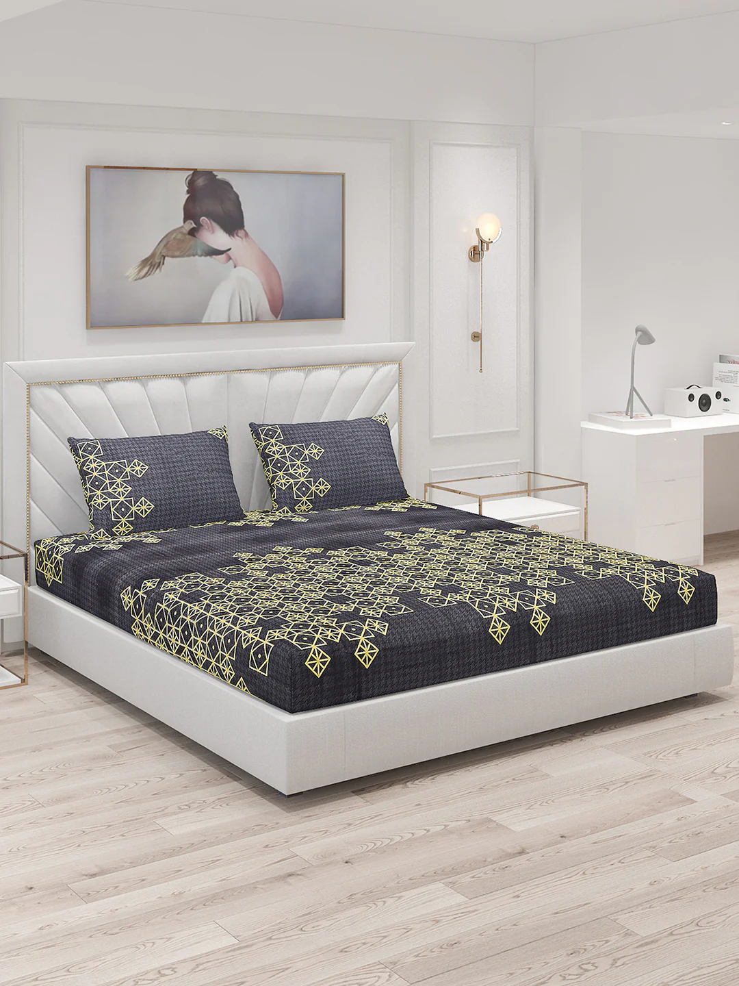 120 GSM Polyester Double Bed Bedsheet with 2 Pillow Covers - Updated - Updated
