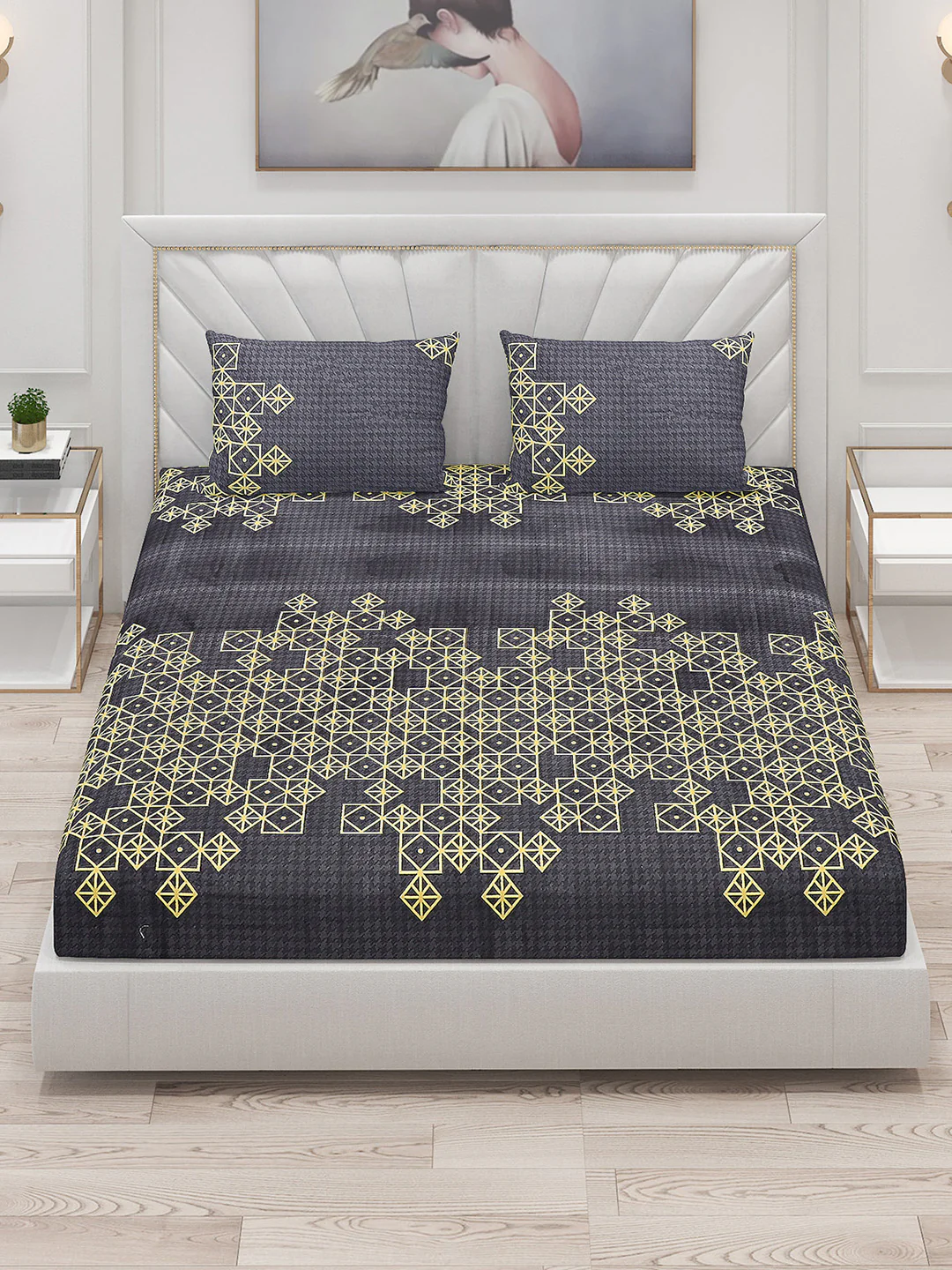 120 GSM Polyester Double Bed Bedsheet with 2 Pillow Covers - Updated - Updated - Image 2