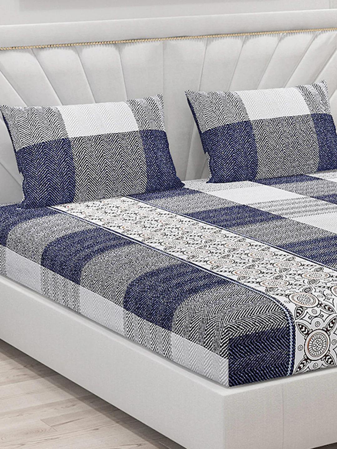120 GSM  Polyester Double Bed Bedsheet with 2 Pillow Covers - Updated - Updated - Image 5