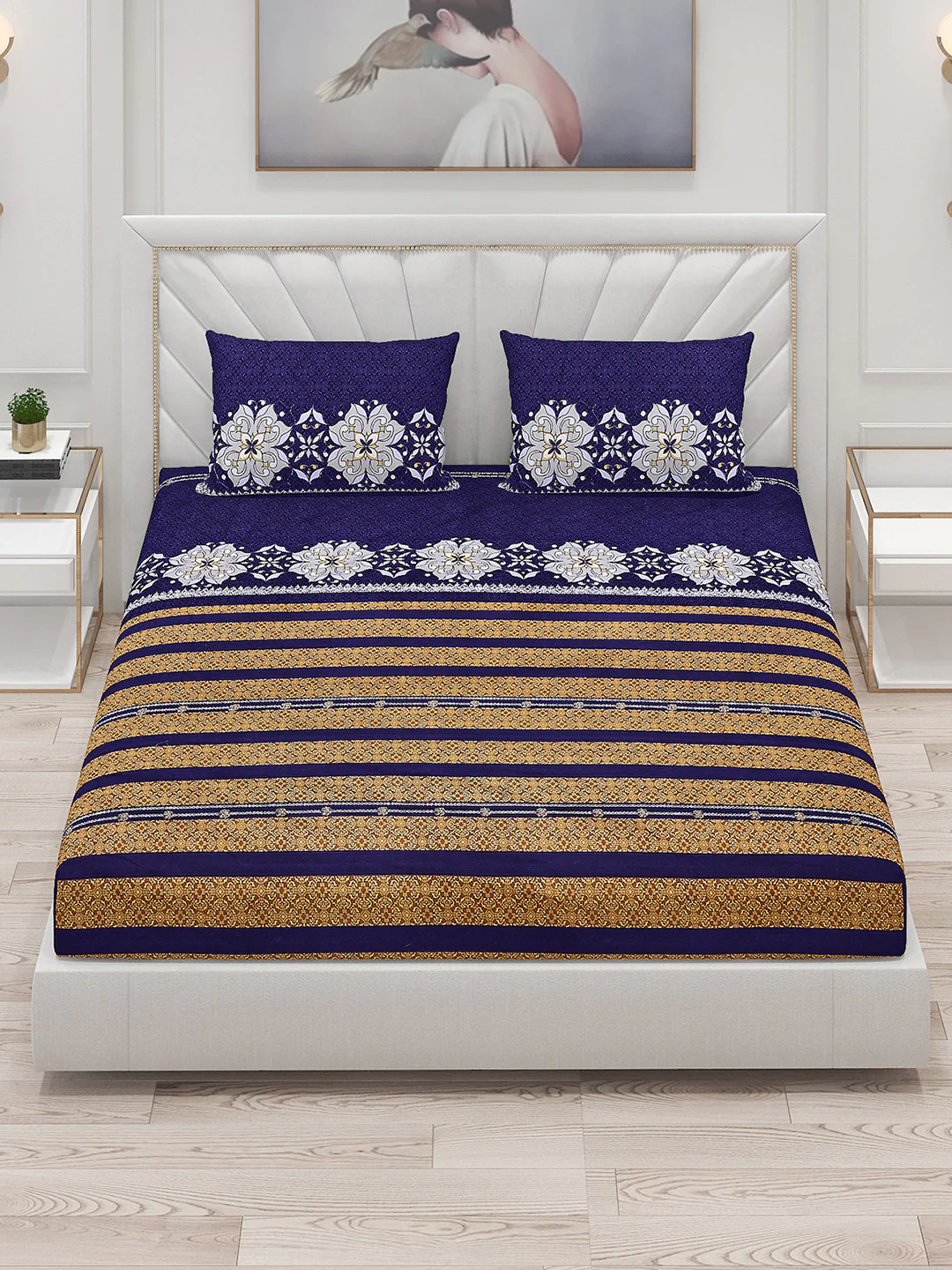 120 GSM  Polyester Double Bed Bedsheet with 2 Pillow Covers - Updated - Updated - Image 2