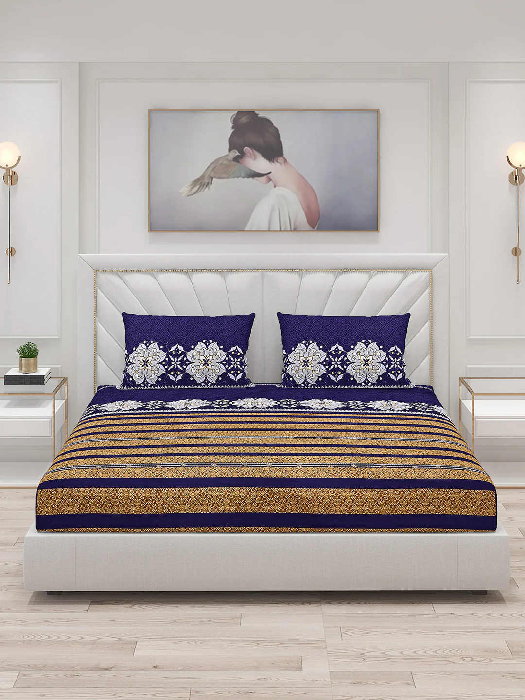 120 GSM  Polyester Double Bed Bedsheet with 2 Pillow Covers - Updated - Updated - Image 3