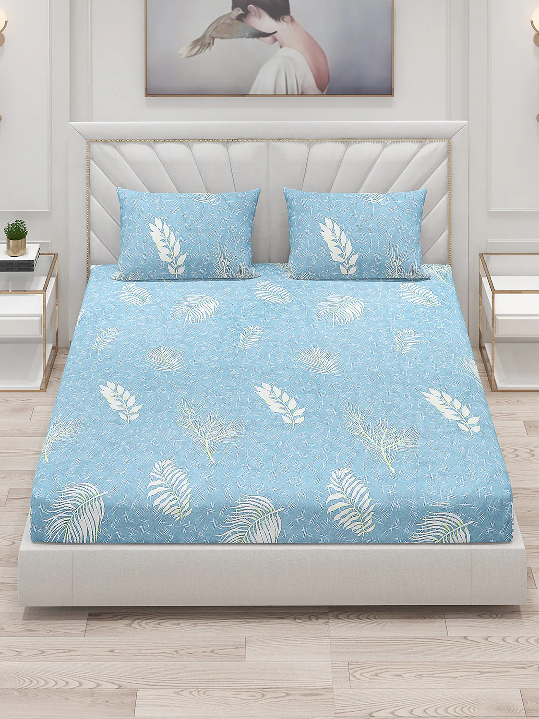 120 GSM Polyester Double Bed Bedsheet with 2 Pillow Covers - Updated - Updated - Image 2