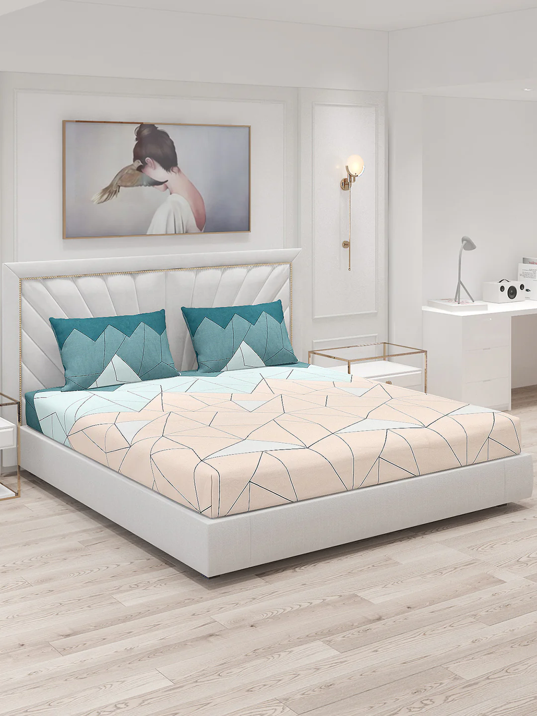 120 GSM Polyester Double Bed Bedsheet with 2 Pillow Covers - Updated - Updated
