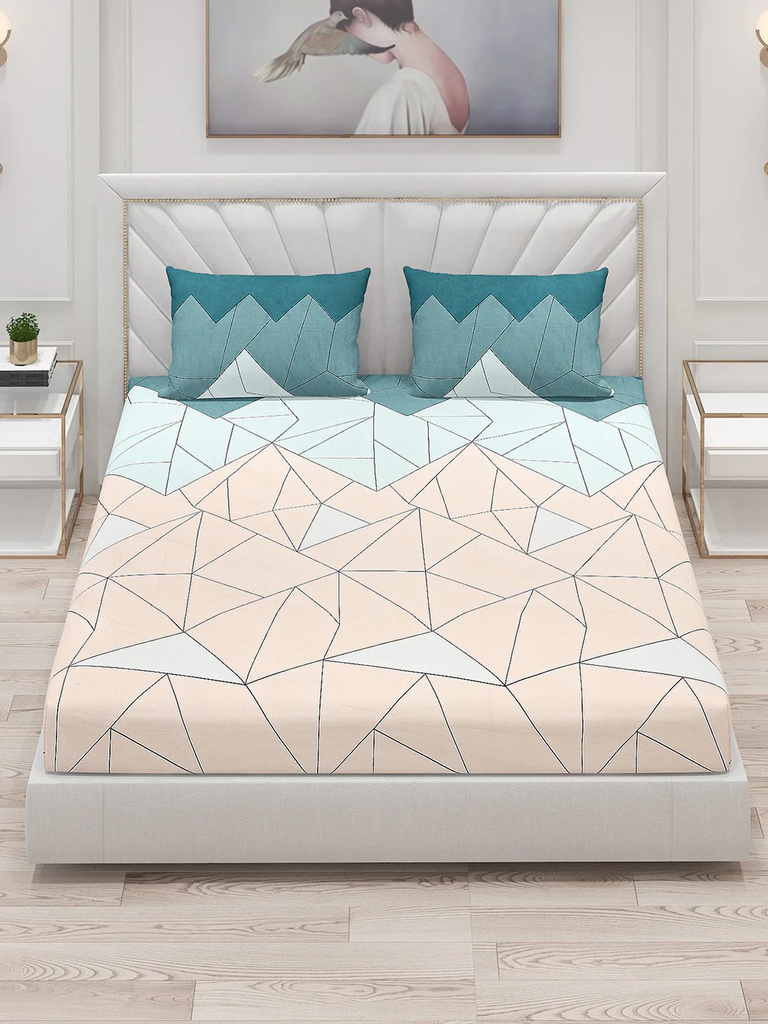 120 GSM Polyester Double Bed Bedsheet with 2 Pillow Covers - Updated - Updated - Image 2