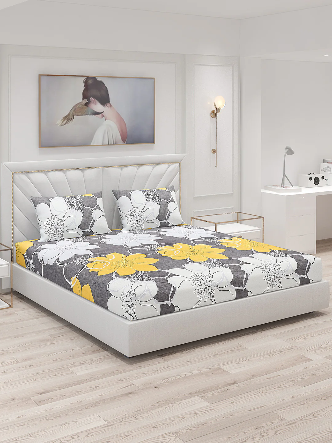 120 GSM Polyester Double Bed Bedsheet with 2 Pillow Covers - Updated - Updated